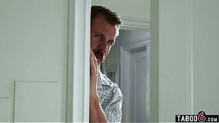 Student mentor has college teen come over to try a costume for him