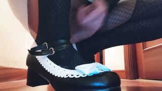 Cute femboy cum on cute shoes