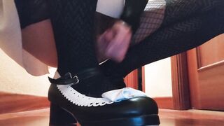 Cute femboy cum on cute shoes