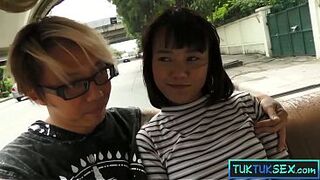 Oriental man finds hawt Thai'mateur hotty in a store and takes her home in a Tuk Tuk