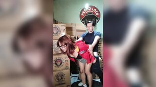 The store manager suggests his employee benefits in swap for coarse sex behind the stockroom