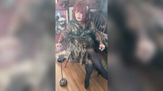 PVC Clad In Her Watch Throughout Coat Miss Tina Snua Smokes A Cigarette For U