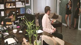 Cuties for Nerds Scene-1_2 Hawt Teen Honeys with Large Asses Bang the Office Nerd Jointly