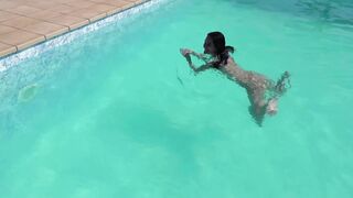 Outdoor, pool screw for the youthful -titted Russian teen