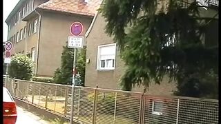 Unshaved blond sweetheart fills her snatch with carrot outdoors