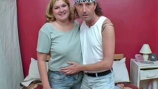 Bulky and Bulky Bodied Golden-haired Gets Banged by a Slim Dude