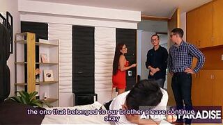 A MARRIED PAIR SHOWED US THEIR ABODE FOR SALE, AND WE ENDED UP SCREWING THE OWNER'S BUTT AND DOING DP.