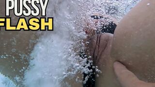 Flashing My Vagina in Front of a Student in Swimming Pool and Helps Me Masturbate - It's Very Risky with People Near