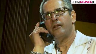 Lustful gal sucks a biggest shlong in the sofa to a throat spunk flow