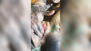 Hawt Solo Tattooed Hottie with Glasses Plays with Creamy Snatch & Sex toy