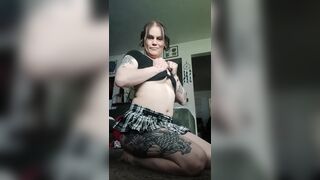 Cute Trans Strokes Her Girlcock Untill This babe Oozes and Swallows Her Cum