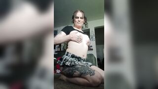 Cute Trans Strokes Her Girlcock Untill This babe Oozes and Swallows Her Cum