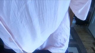 Trans Lady Doxy Daphne Sits on Her Pink Sex-toy and Jerks off in a Glass