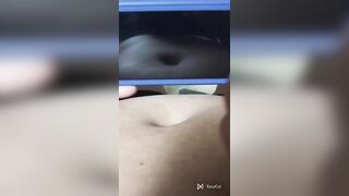 Playing nintendo switch and this babe shove my navel so nice