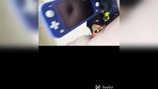 Playing nintendo switch and this babe shove my navel so nice