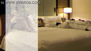 Ramrod tease lover horn large breasts large ass brunette hair housewife cheats spouse in a hotel room with a large rod man