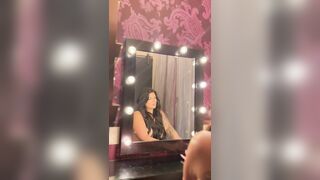 Lesbo boudoir makeout with titties out and tongue