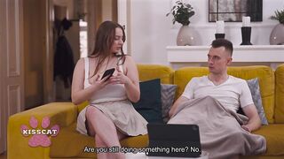 Step Mamma Catches Breasty Amber Bloom Jerks Step Bro on Daybed Spanks Her During Doggy