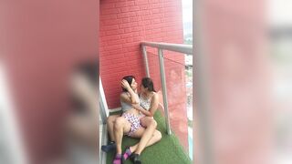 I've sex on the balcony of my abode with my girlfriend until I've climax.