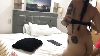 Wicked lesbos masturbate after arriving from a party