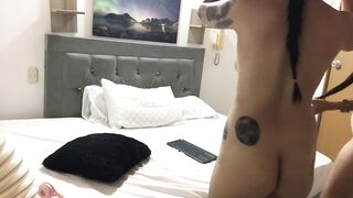 Wicked lesbos masturbate after arriving from a party