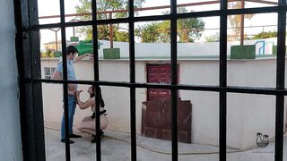 Drilled in public whilst we are watched from the window