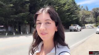 Public Cumwalk next to the Beach and Risky Sex in the Bushes