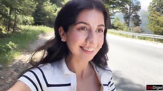 Public Cumwalk next to the Beach and Risky Sex in the Bushes