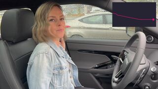 Cumming hard in public drive thru with Lush remote controlled sex toy