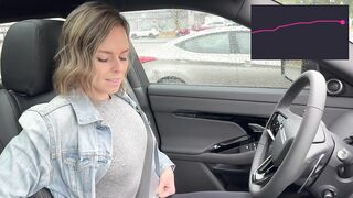 Cumming hard in public drive thru with Lush remote controlled sex toy