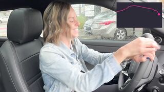 Cumming hard in public drive thru with Lush remote controlled sex toy