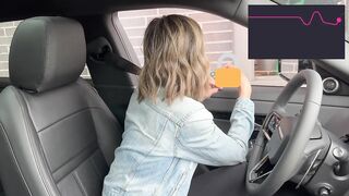 Cumming hard in public drive thru with Lush remote controlled sex toy
