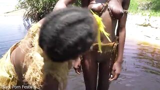 This fortunate Afro villager got two girlfriends