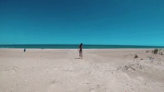 Astounding nudist hotty have enjoyment on a public beach in Valencia. Exposed Outdoors