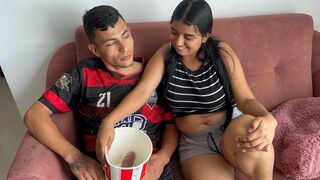 I surprise my shy stepsister with my giant schlong at her favourite food