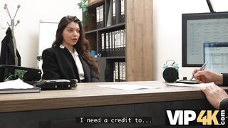 VIP4K. Hot eighteen-year-Old Brunette hair gets drilled Hard in the Office to secure a Loan