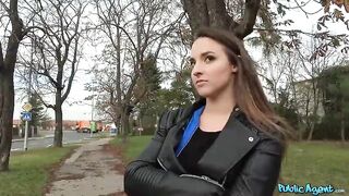 Hot Brunette hair with ideal BOOTY screws stranger near boyfriend - Public Agent