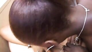 Black teens show their sucking skills to a white hard wang
