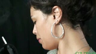 Large Tit big beautiful woman Latin chick Smokes and Bangs