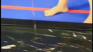 An oiled bushy big beautiful woman screws with her fucker