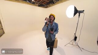 VRB Trans: Brunette hair T-Hotty Model In Underware Sucks a Giant Knob During Photo Session