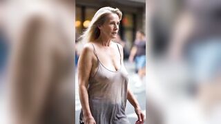 Older Hotties Walking Downtown – Massive Saggy Tits Jiggling NO BRASSIERE Part 12 [AI generated]