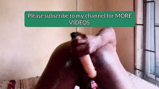 LUSTFUL AFRO STUD SHOWING HIS EBONY BUTT IN FRONT OF THE CAMERA AND STICK A SEX TOY IN HIS BUTT
