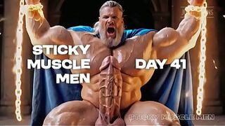 Sticky Muscle Studs Day 41 Preview, AI-Generated Muscle Lads, Large Knobs, Large Cum Loads