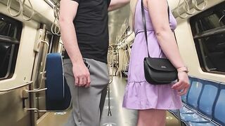 Watching how my wife is touched in public. This babe jerk off stranger's erection on crowded subway