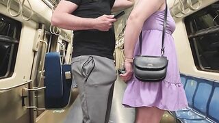 Watching how my wife is touched in public. This babe jerk off stranger's erection on crowded subway