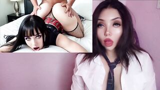 Gothic girlfriend with ideal boobs gives her booty to her lover - Masturbating with AI