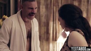 Lascivious small teen manipulates her married aged lover to pound her instead of his wife