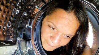 I Got Stuck in the Washing Machine My Ebony Knob Stepson Took Advantage and Banged Me