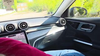 Breasty wife suck my jock in car and drink all cum